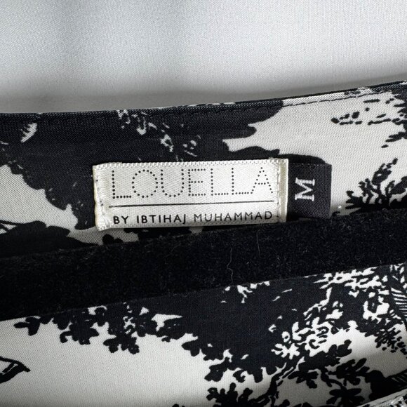 Louella Sz Medium Black & White Damask Floral Long Sleeve Modest Maxi Dress - Picture 4 of 10